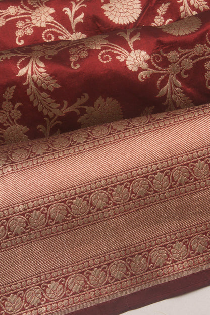 Banarasi Silk Jaal Maroon Saree