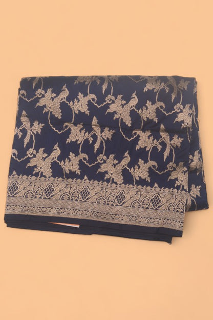 Banarasi Silk Jaal Dark Blue Saree