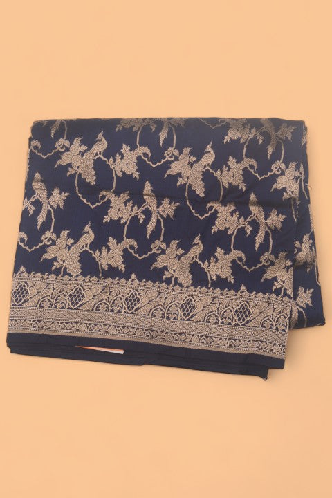 Banarasi Silk Jaal Dark Blue Saree