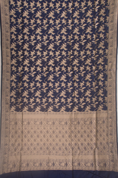 Banarasi Silk Jaal Dark Blue Saree