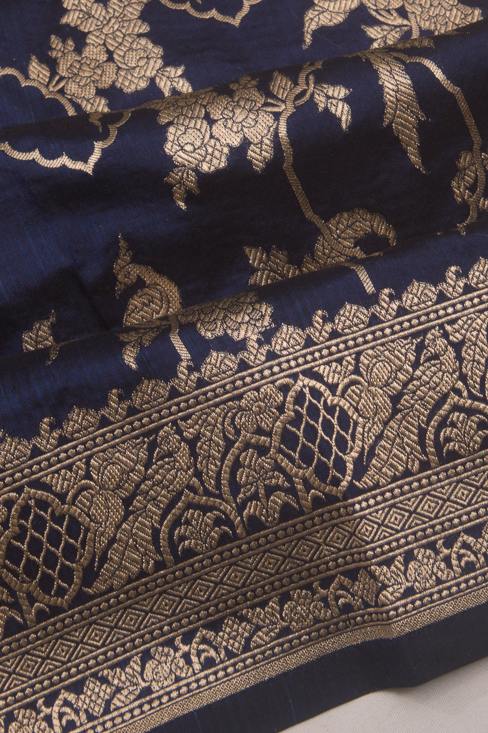 Banarasi Silk Jaal Dark Blue Saree
