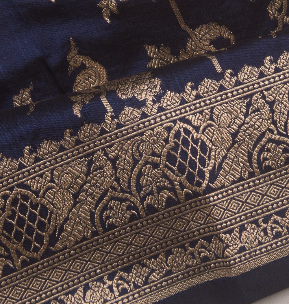 Banarasi Silk Jaal Dark Blue Saree
