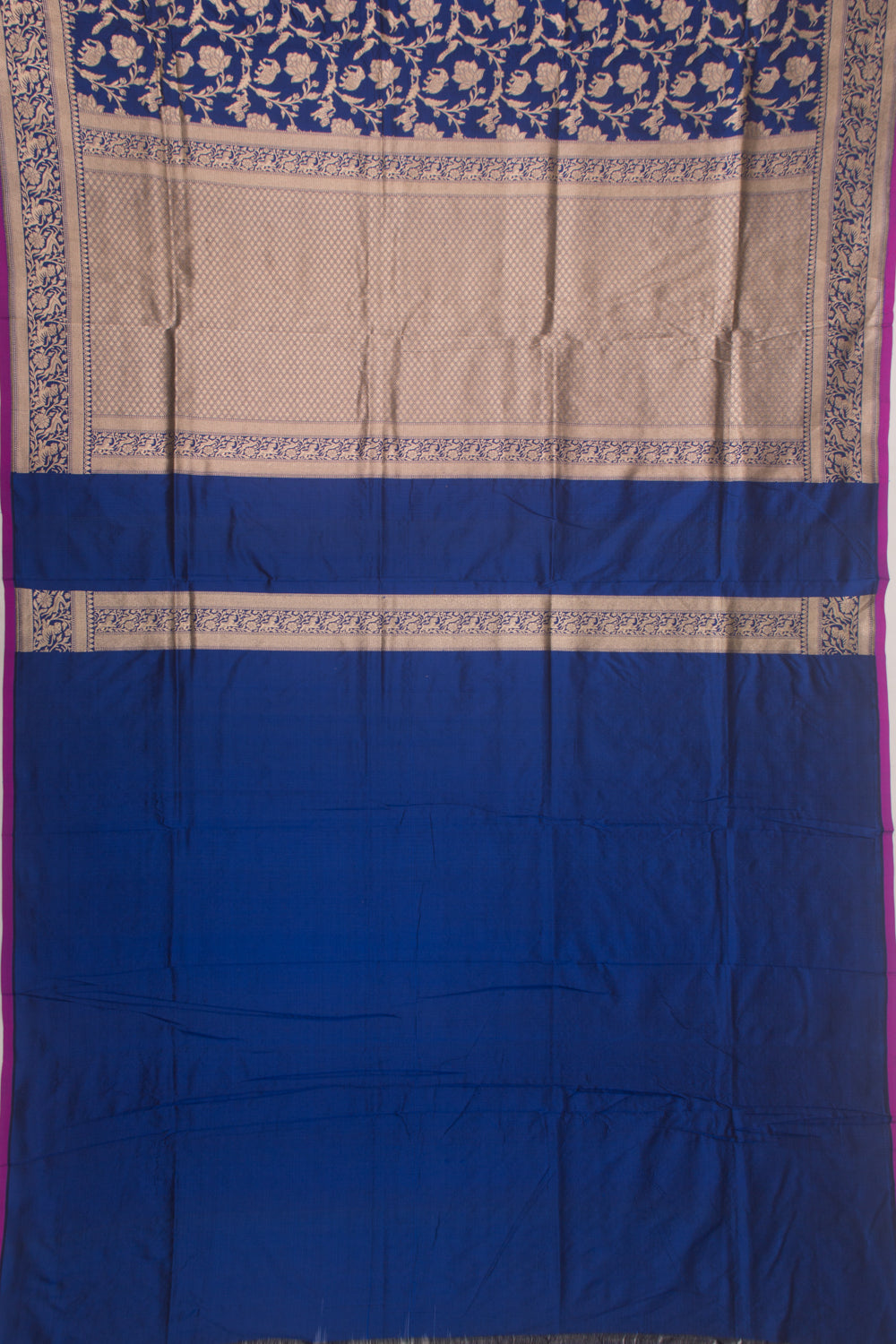 Banarasi Silk Shikargah Jaal Dark Blue Saree