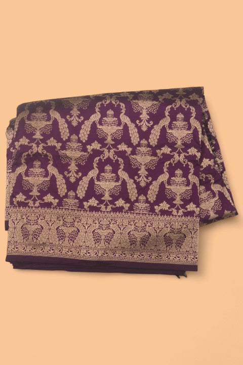 Banarasi Silk Brocade Purple Saree