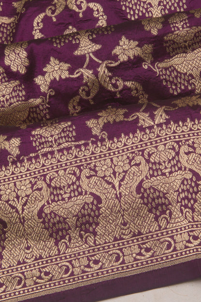 Banarasi Silk Brocade Purple Saree