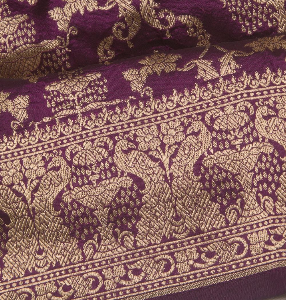 Banarasi Silk Brocade Purple Saree