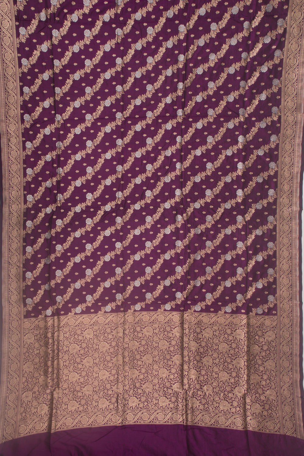 Banarasi Silk Jaal And Butta Purple Saree