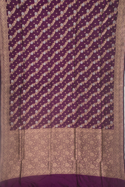 Banarasi Silk Jaal And Butta Purple Saree