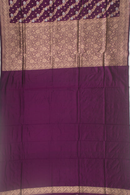 Banarasi Silk Jaal And Butta Purple Saree