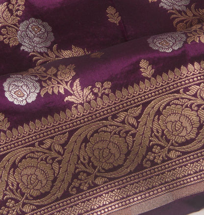 Banarasi Silk Jaal And Butta Purple Saree