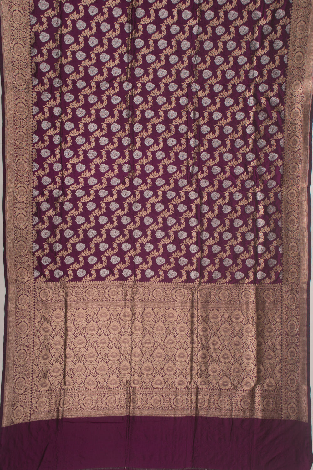 Banarasi Silk Jaal And Butta Purple Saree