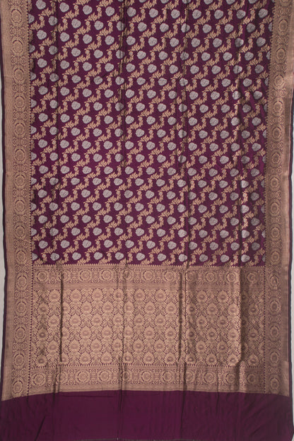 Banarasi Silk Jaal And Butta Purple Saree