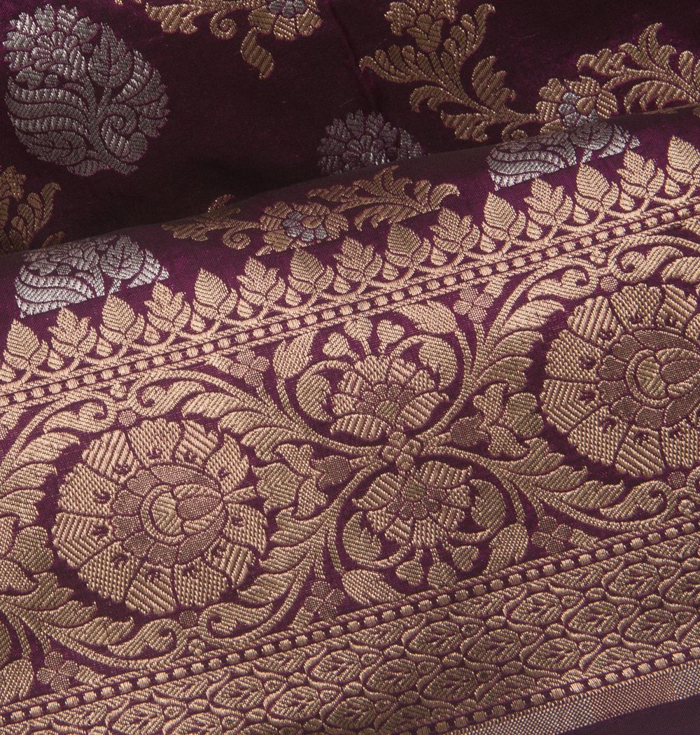 Banarasi Silk Jaal And Butta Purple Saree