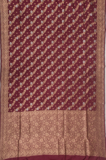 Banarasi Silk Jaal And Butta Burgundy Saree