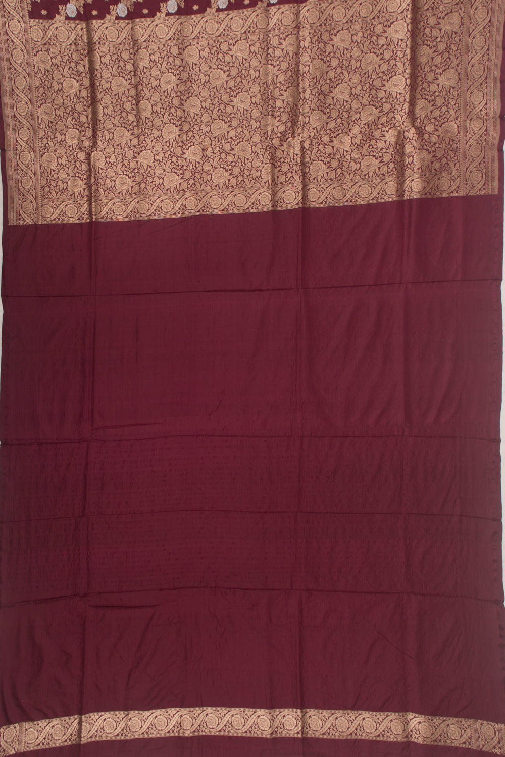 Banarasi Silk Jaal And Butta Burgundy Saree