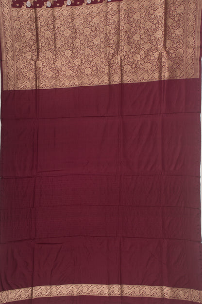 Banarasi Silk Jaal And Butta Burgundy Saree