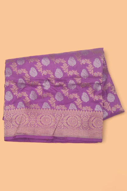 Banarasi Silk Jaal And Butta Lanvender Saree