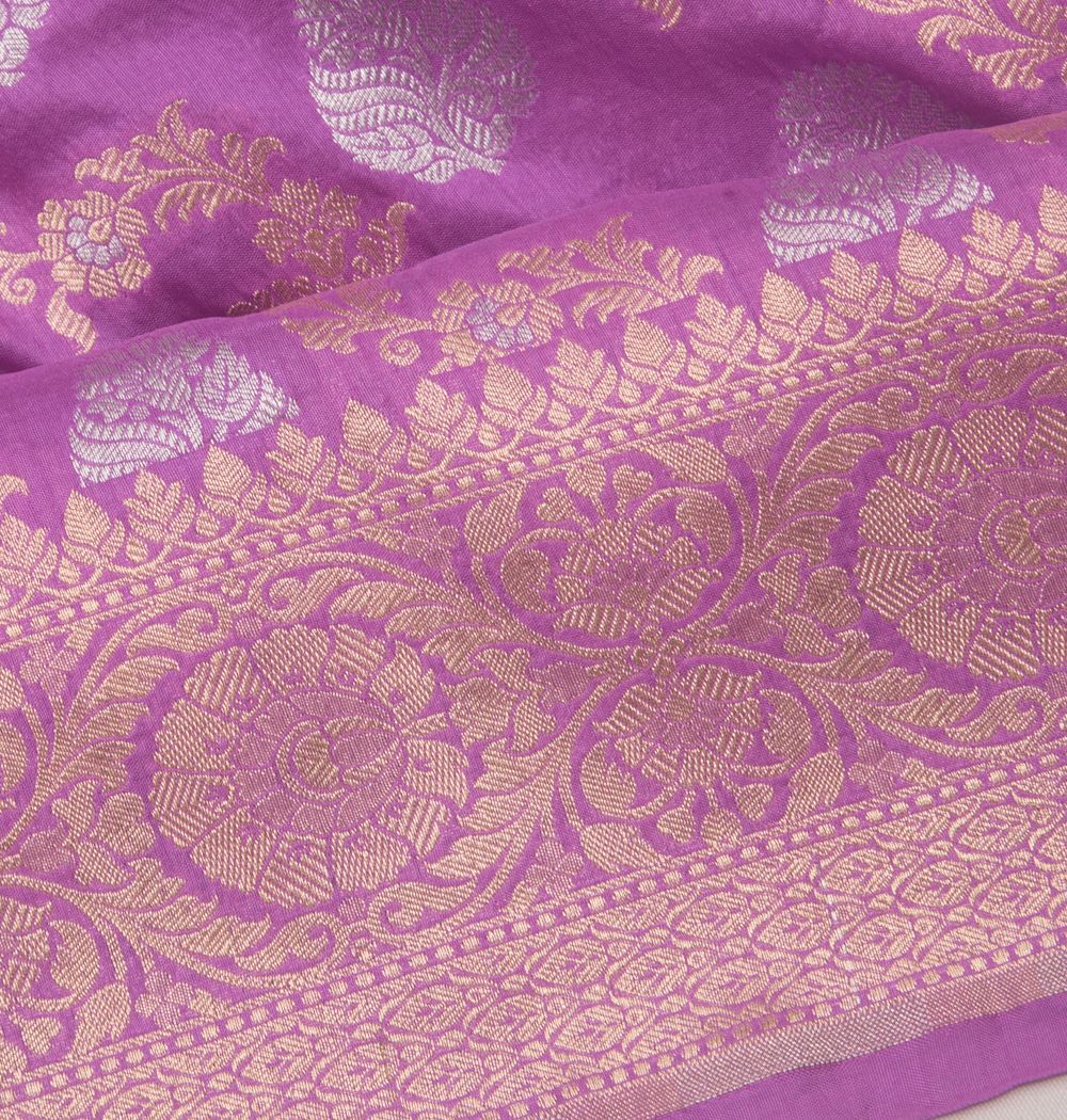Banarasi Silk Jaal And Butta Lanvender Saree