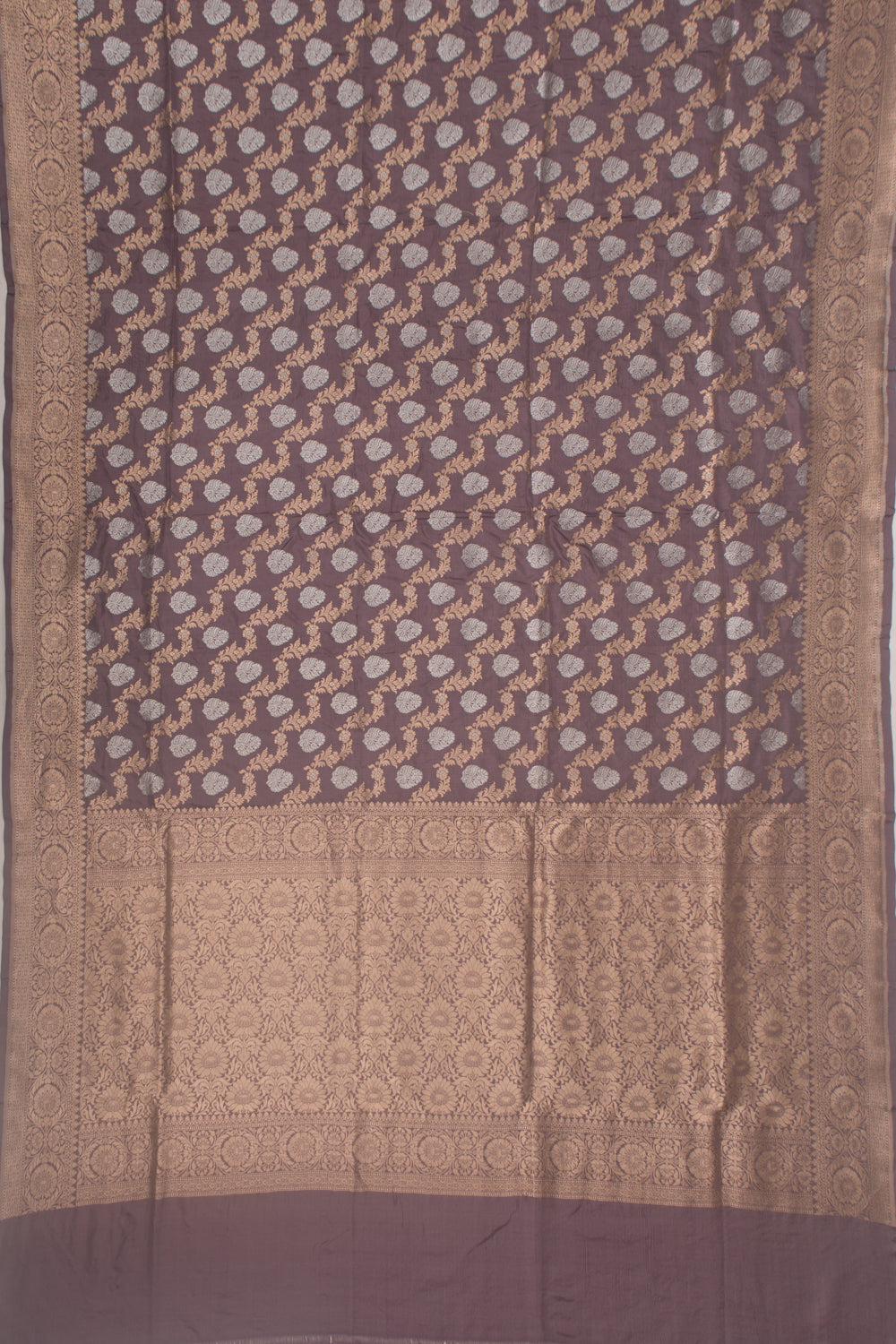 Banarasi Silk Jaal And Butta Grey Saree
