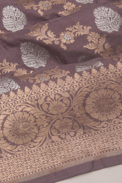 Banarasi Silk Jaal And Butta Grey Saree