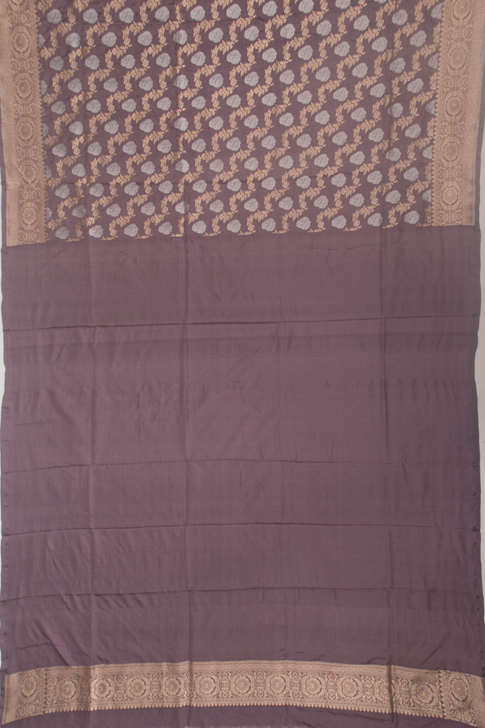 Banarasi Silk Jaal And Butta Grey Saree