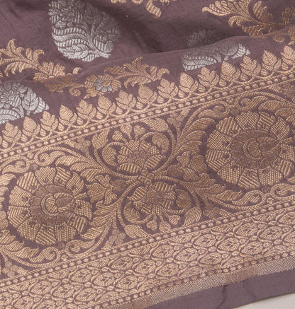 Banarasi Silk Jaal And Butta Grey Saree
