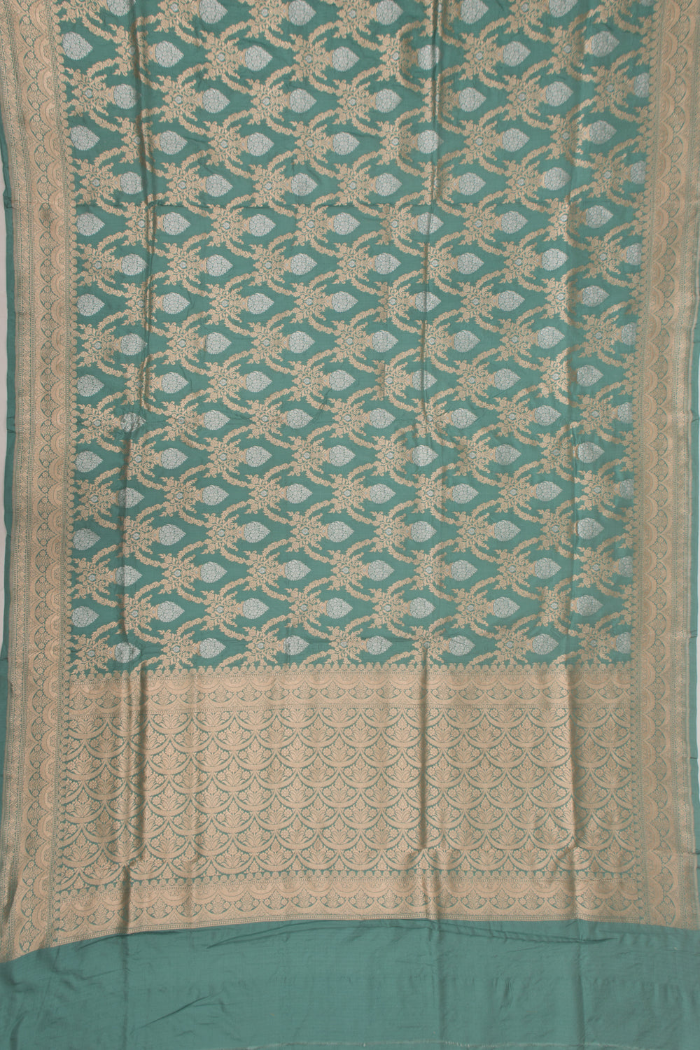 Banarasi Silk Brocade Teal Blue Saree