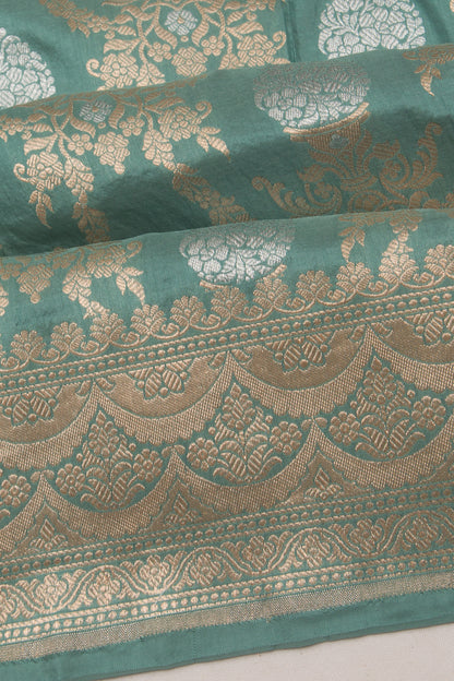 Banarasi Silk Brocade Teal Blue Saree