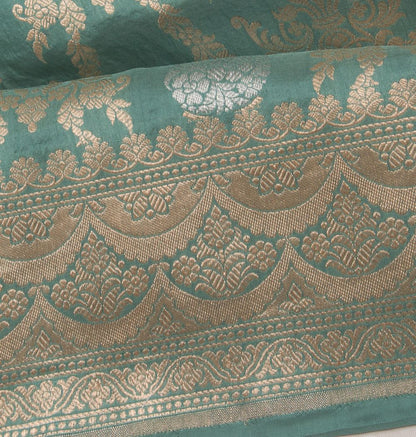 Banarasi Silk Brocade Teal Blue Saree