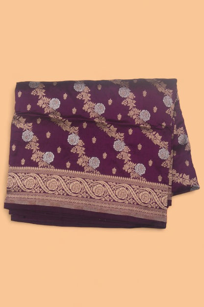 Banarasi Silk Jaal Purple Saree