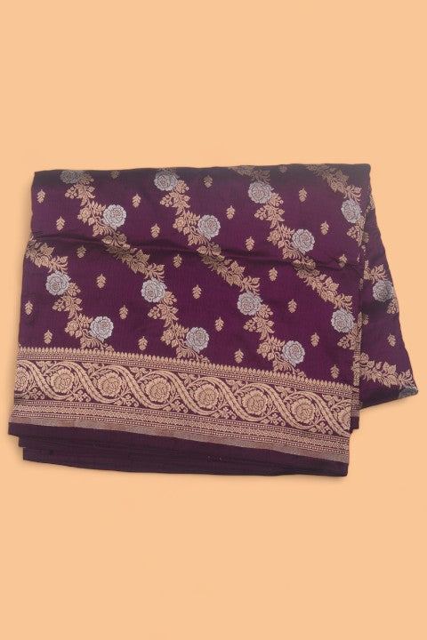 Banarasi Silk Jaal Purple Saree
