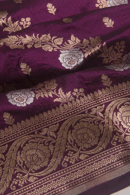 Banarasi Silk Jaal Purple Saree