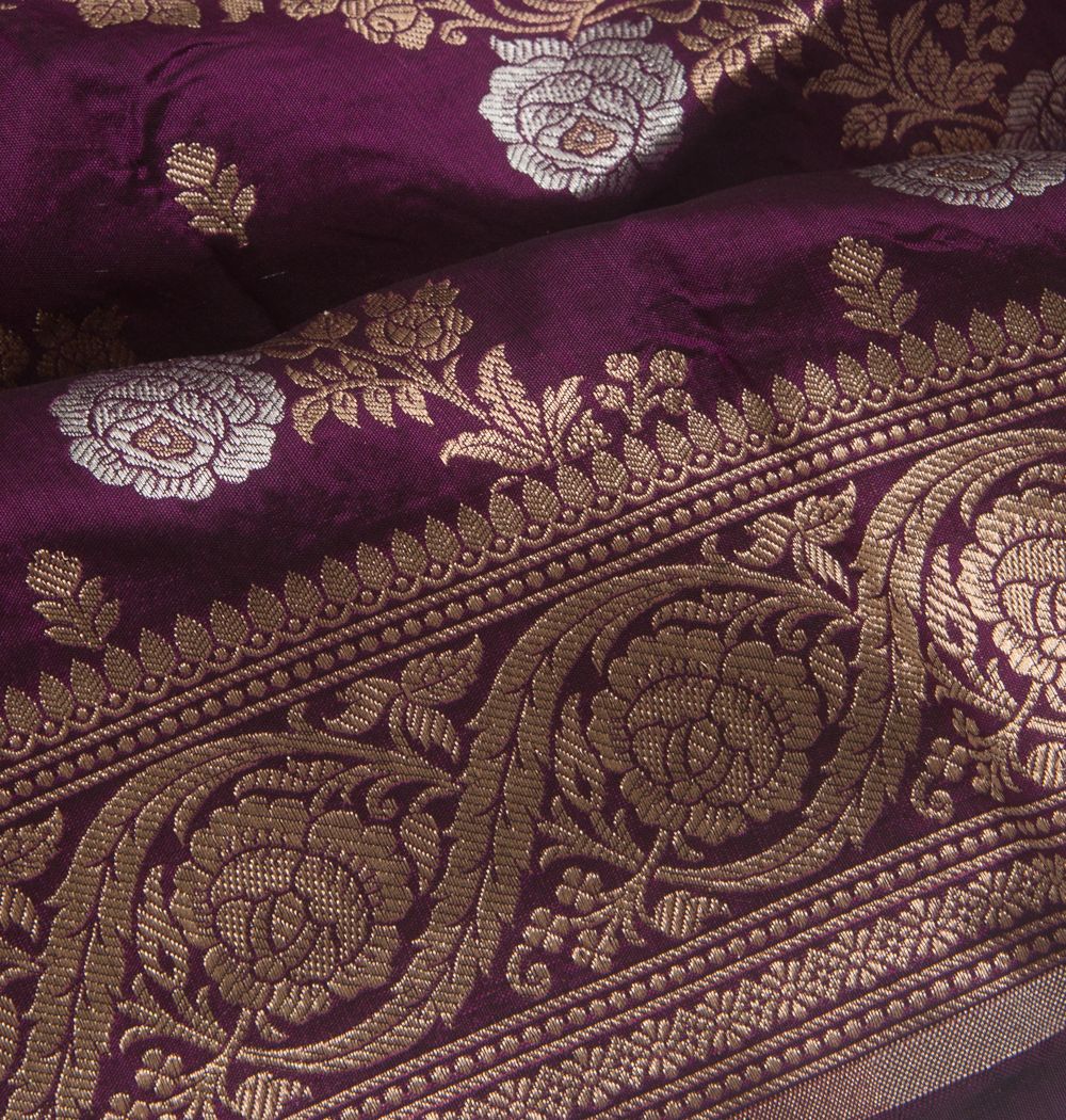 Banarasi Silk Jaal Purple Saree