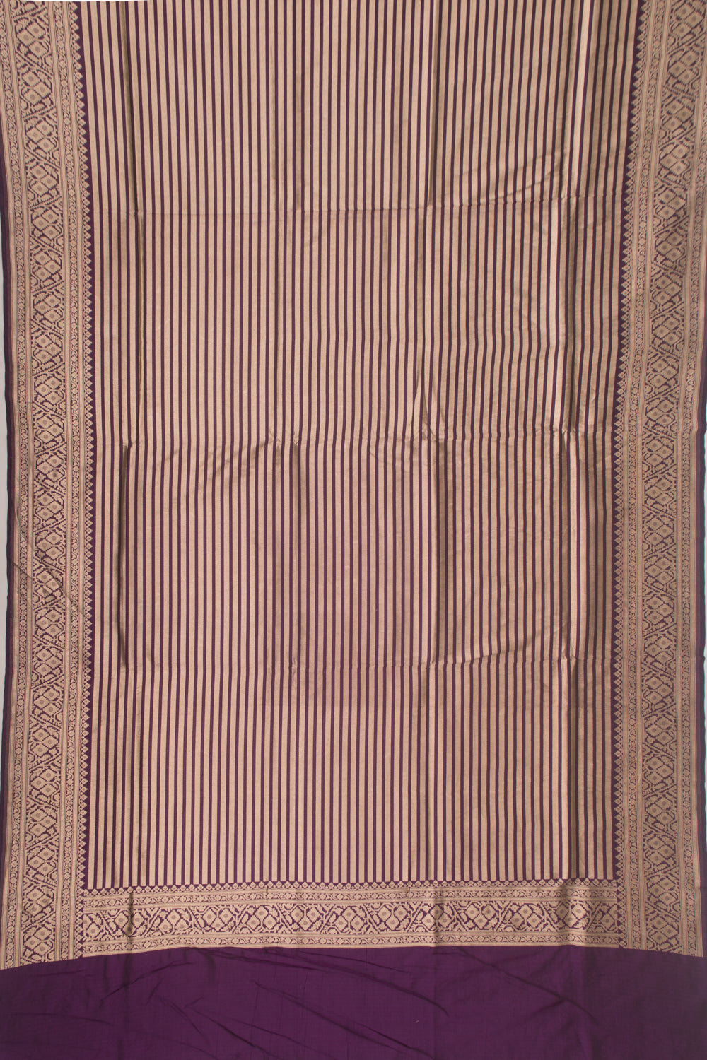 Banarasi Silk Horizontal Lines Violet Saree