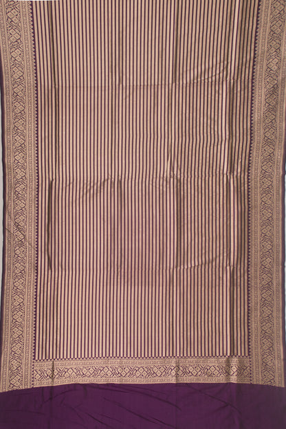 Banarasi Silk Horizontal Lines Violet Saree