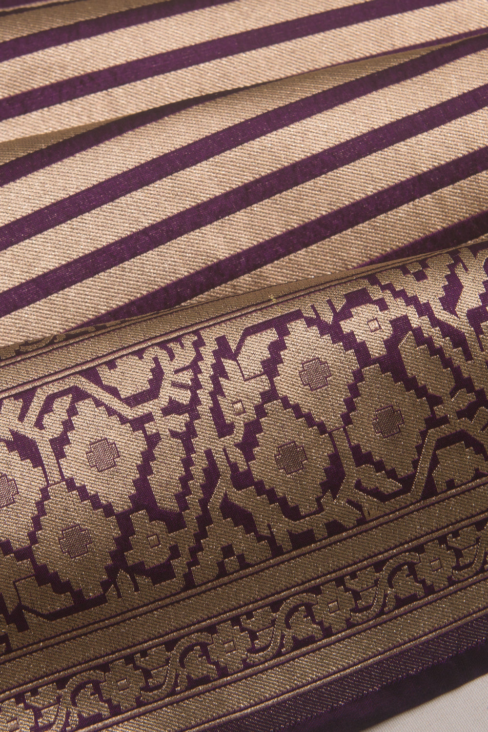 Banarasi Silk Horizontal Lines Violet Saree