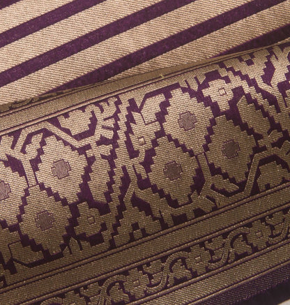 Banarasi Silk Horizontal Lines Violet Saree
