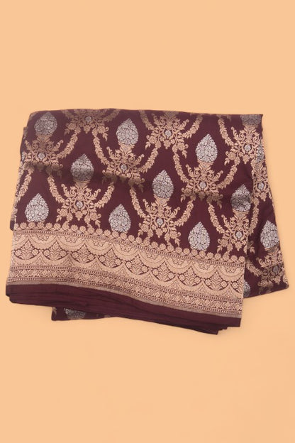 Banarasi Silk Brocade Burgundy Saree