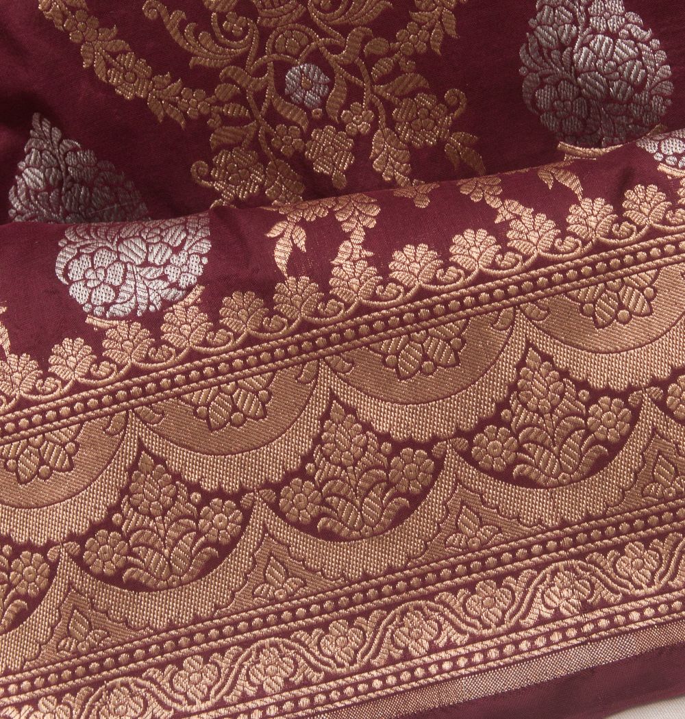 Banarasi Silk Brocade Burgundy Saree