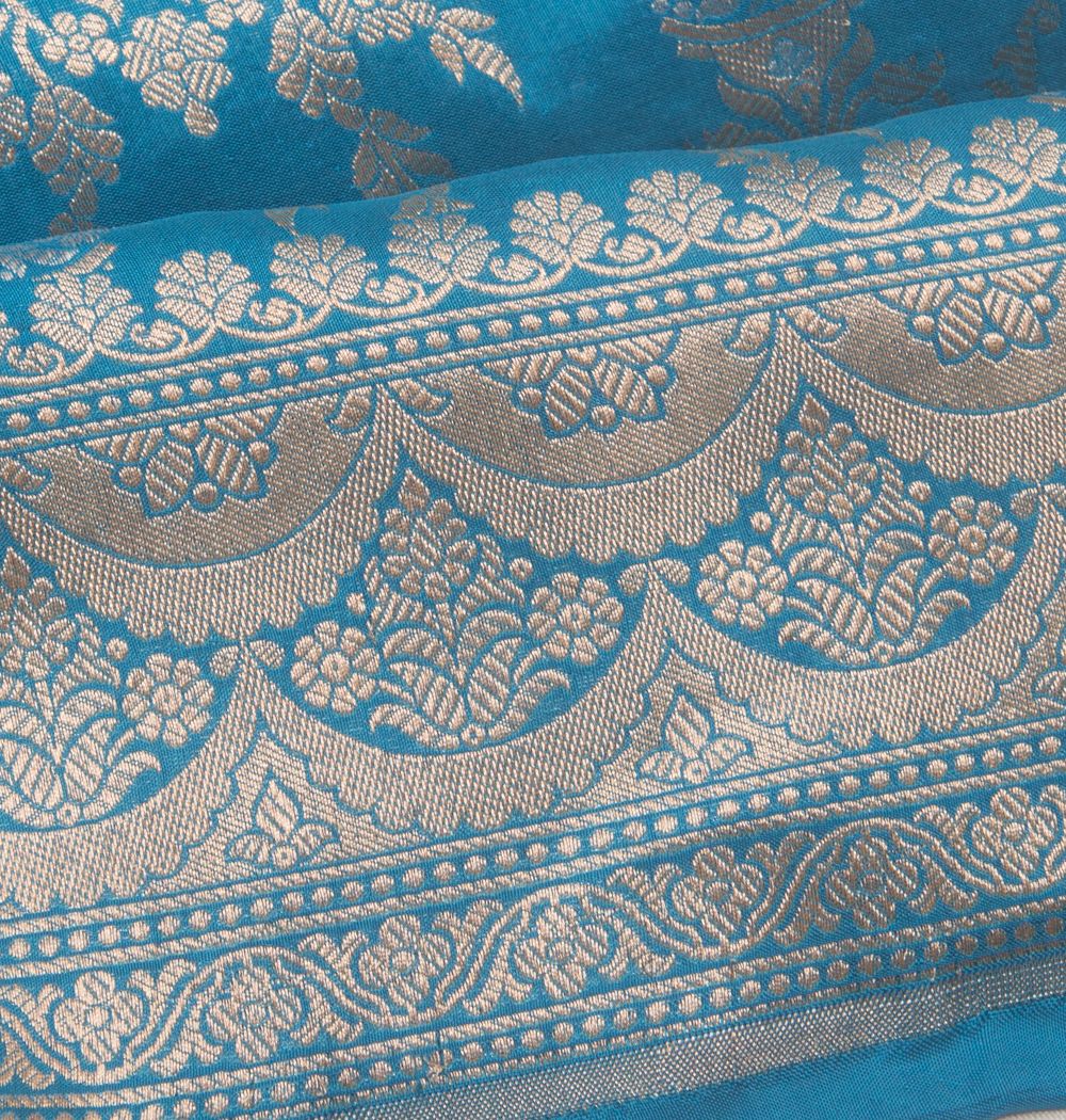 Banarasi Silk Brocade Sky Blue Saree