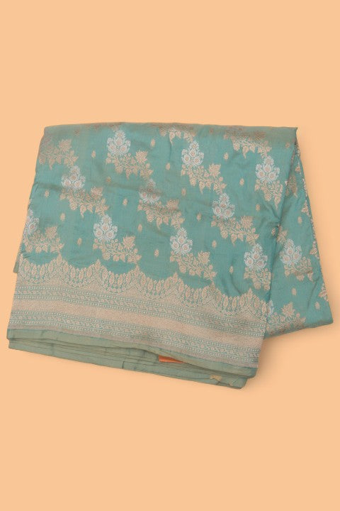 Banarasi Silk Jaal Pastel Blue Saree