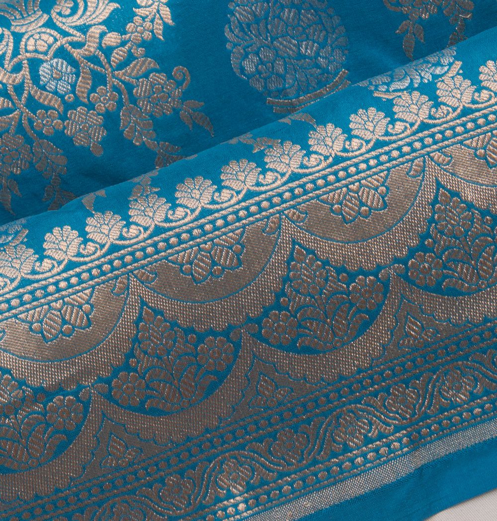 Banarasi Silk Brocade Sky Blue Saree