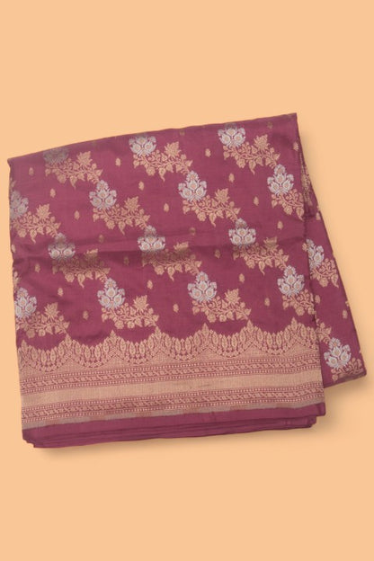 Banarasi Silk Jaal And Butta Pink Saree