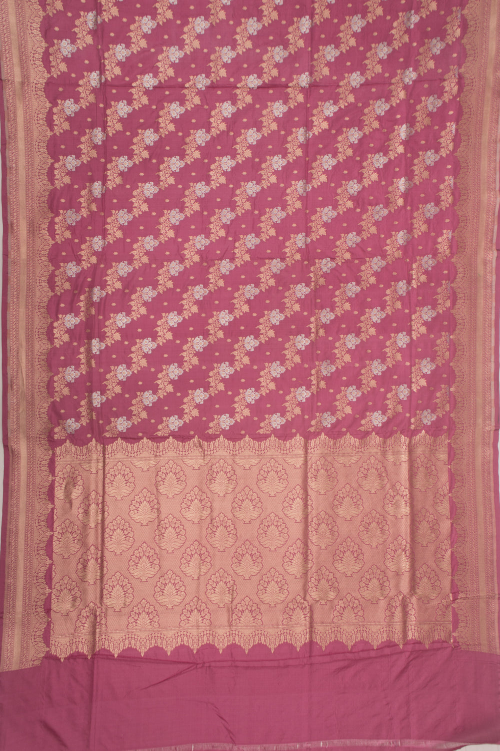 Banarasi Silk Jaal And Butta Pink Saree