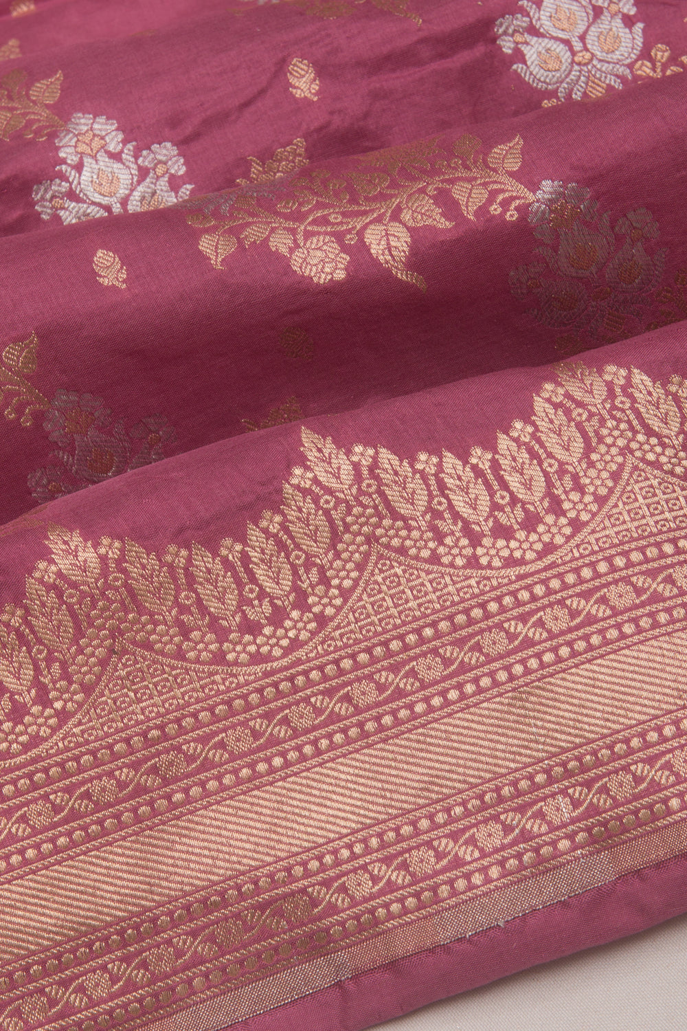 Banarasi Silk Jaal And Butta Pink Saree