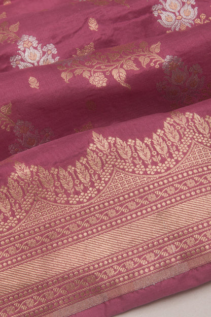 Banarasi Silk Jaal And Butta Pink Saree