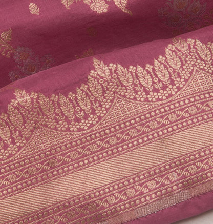 Banarasi Silk Jaal And Butta Pink Saree