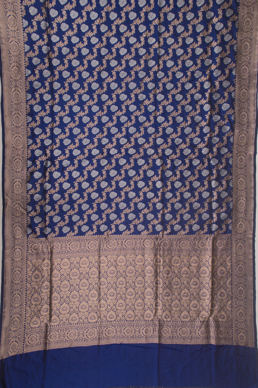 Banarasi Silk Jaal And Butta Dark Blue Saree