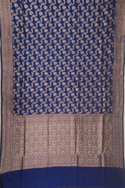Banarasi Silk Jaal And Butta Dark Blue Saree