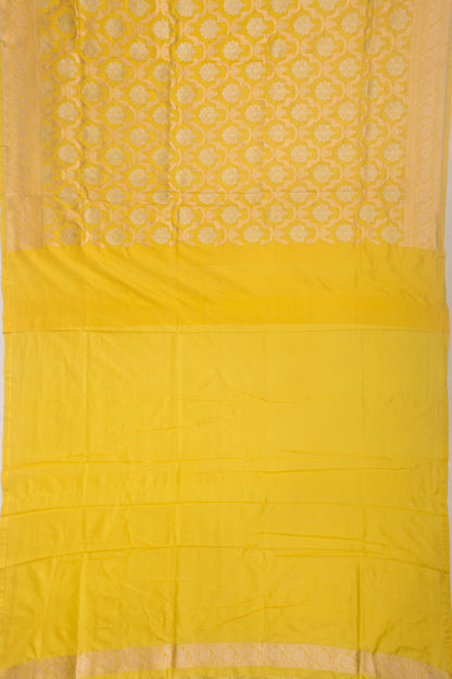Banarasi Silk Jaal and Butta Yellow Saree